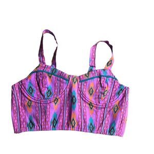 Lush Clothing Aztec Print Denim Bralette